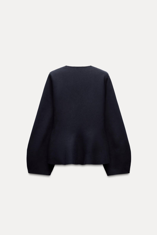 BELTED BLAZER WITH SHOULDER PADS