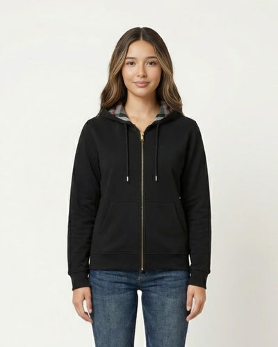 Checked Zip Hoodie