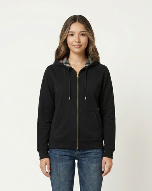 Checked Zip Hoodie