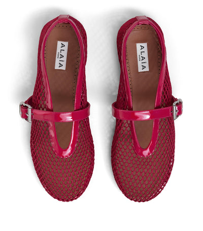 ALAÏ FRAMBOISE FISHNET BALLET FLATS