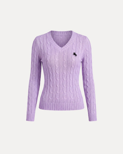 Cable Knit V-Neck Sweater