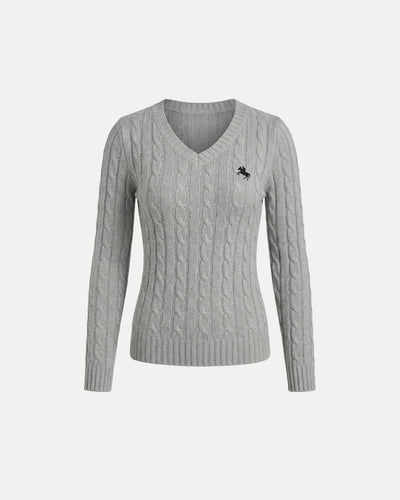 Cable Knit V-Neck Sweater