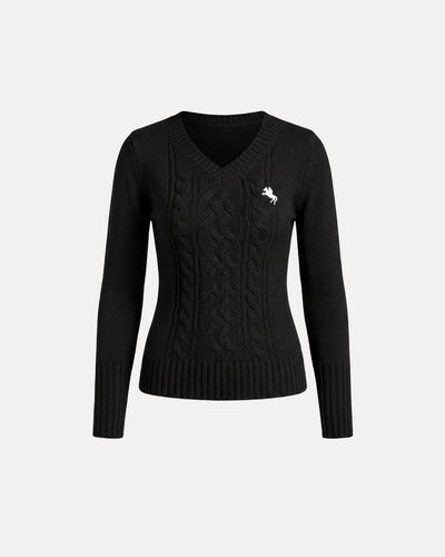 Cable Knit V-Neck Sweater
