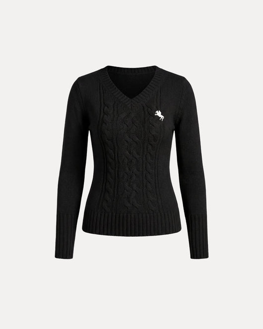Cable Knit V-Neck Sweater