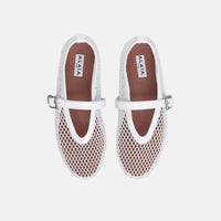 ALAÏ WHITE FISHNET BALLET FLATS