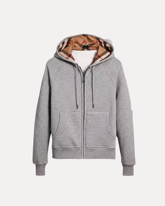 Checked Zip Hoodie