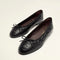 BLACK LEATHER BALLERINA FLATS