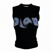 DENIM LETTER TOP