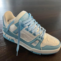 white blue sneakers