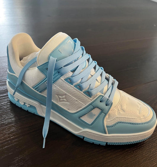 white blue sneakers