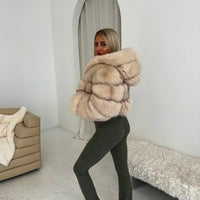 CROPPED MINI HOODED COAT HONEY