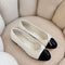 WHITE LEATHER BALLERINA FLATS