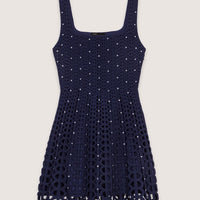 MAJE RHINESTONE MINI NAVY DRESS