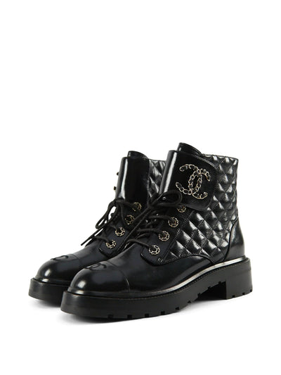 INTERLOCKING COMBAT BOOTS BLACK