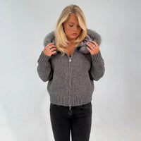 FUR ZIP JACKET GREY