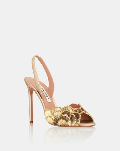 AQUA STRAP HEELS GOLD