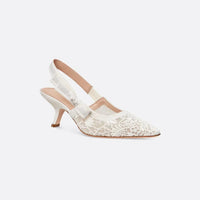 SLINGBACK PUMP LOW WHITE LACE