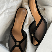 BLACK MESH HEELS