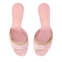Pink denim heels