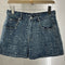 pattern denim shorts
