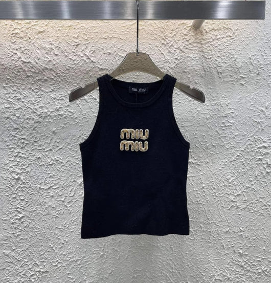 MIUE GOLDEN LETTERS TANK TOP