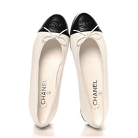 WHITE BLACK BALLERINA FLATS