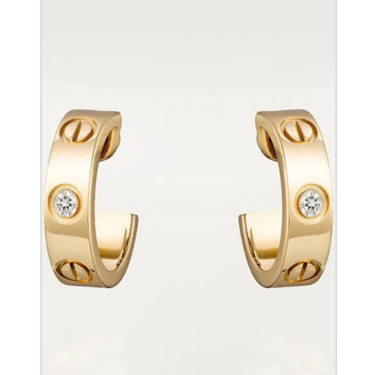 Cartier small earrings gold diamonds