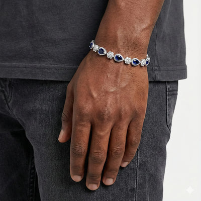 Blue Blossom Drop Bracelet - Silver