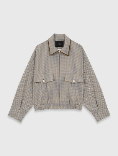 MAJE CHECKERED BOMBER
