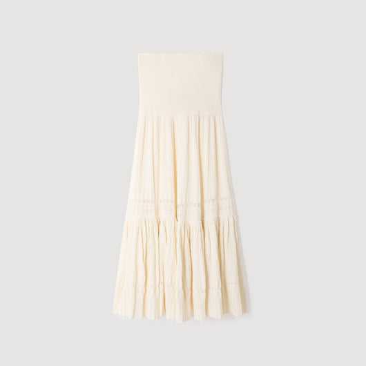 SANDRA LONG KNIT SKIRT WHITE