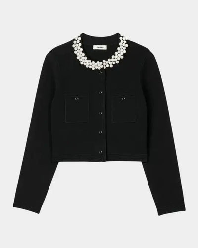 SANDRA BEADED COLLAR CARDIGAN