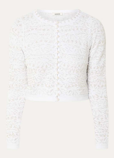 SANDRA FLORAL EMBELLISHED KNIT CARDIGAN