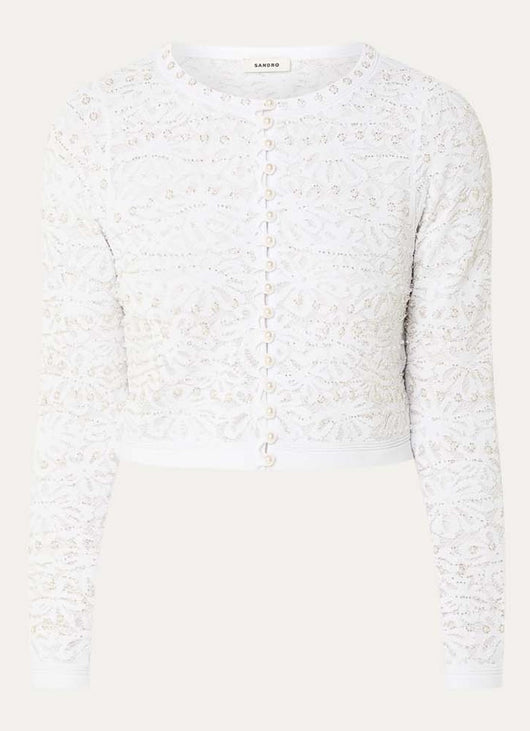 SANDRA FLORAL EMBELLISHED KNIT CARDIGAN