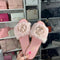 Pink fluffy sandals