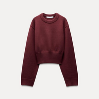Cropped Knit Sweater with Wide Sleeves