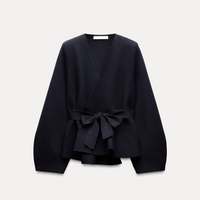 BELTED BLAZER WITH SHOULDER PADS