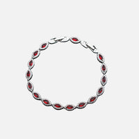 Red Angel Eyes Bracelet - Silver
