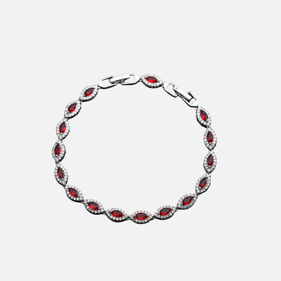 Red Angel Eyes Bracelet - Silver
