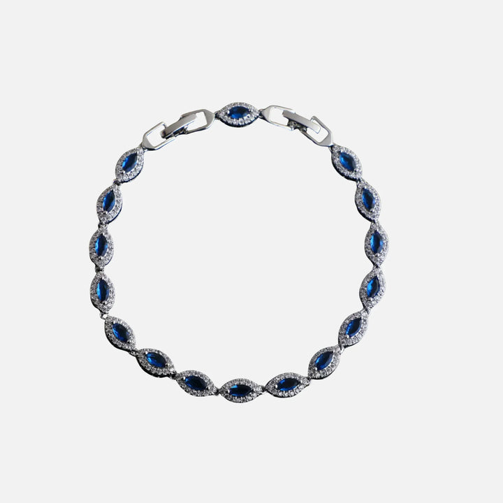 Blue Angel Eyes Bracelet - Silver