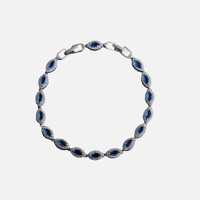 Blue Angel Eyes Bracelet - Silver
