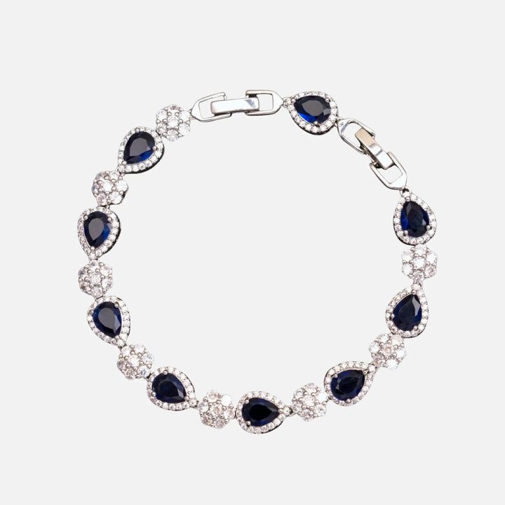 Blue Blossom Drop Bracelet - Silver