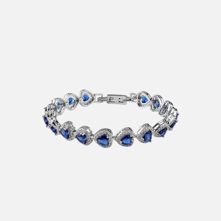 Blue Heart Crystal Bracelet - Silver