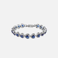 Blue Heart Crystal Bracelet - Silver