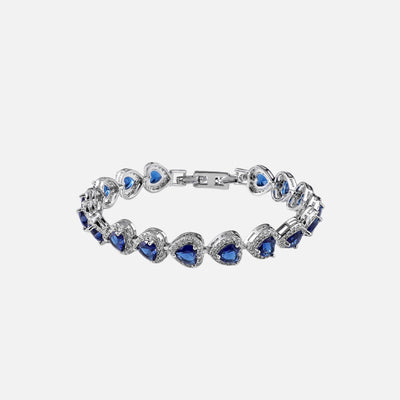 Blue Heart Crystal Bracelet - Silver