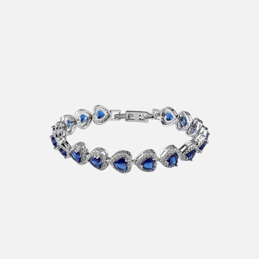 Blue Heart Crystal Bracelet - Silver