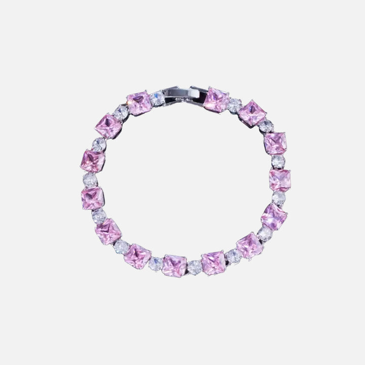 Pink Cube Bracelet - Silver