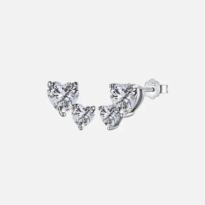 Iced Double Heart Earrings - S925