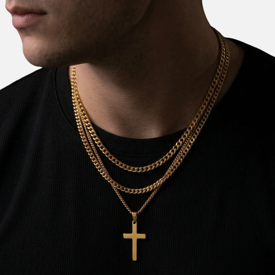 Cross X Cuban Chain - Gold