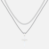 Cross X Cuban Chain - Silver