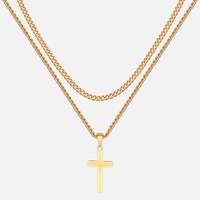 Cross X Cuban Chain - Gold